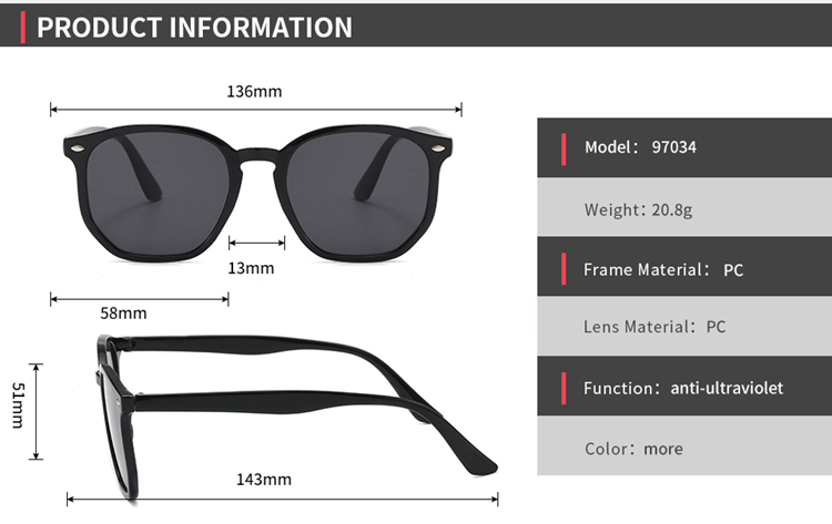 Sunglasses Frame and Lenses Profile