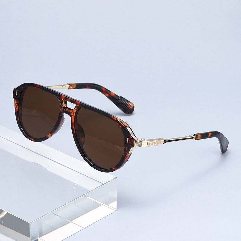 2026 New European American Mens Pilot UV400 Sunglasses Polarized Retro Double-bridge Full Frame % UV Protection Ready Stock