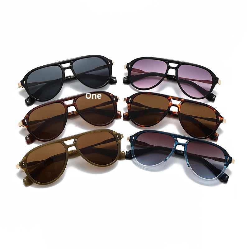 2026 New European American Mens Pilot UV400 Sunglasses Polarized Retro Double-bridge Full Frame % UV Protection Ready Stock