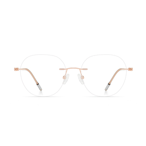 23006Lightweight Durable Shock-absorbing Silicone Nose Pads Mature Elegant Retro Memory Titanium Rimless Eyeglass Frames