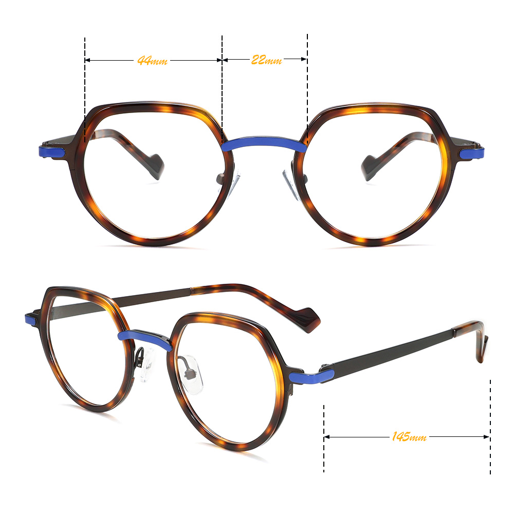 European High Grade Vintage Optical Frame Solid Bright Color Acetate New Classic Design with Metal Temple Eyeglasses Frame