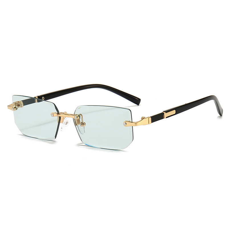 Best Sales Item Cheap Low Price Fashion Multi Color Rimless Rectangle Sunglasses UV400 Small Square Gradient Sunglasses