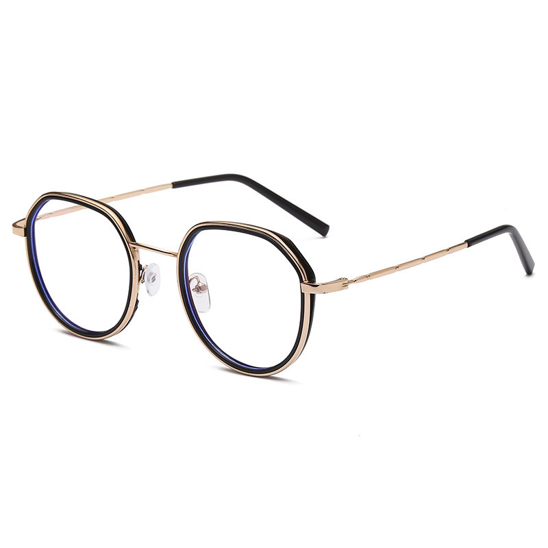 Retro Metal Frame Fashionable Solid Anti-Blue Light Glasses for Unisex Mobile Phone Eye Protection Square Design