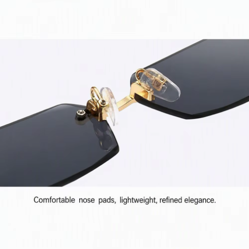Retro Square Frameless Sunglasses for Men UV400 Metal-Look Rimless Vintage Trendy Eyewear Wholesale Custom Logo OEM