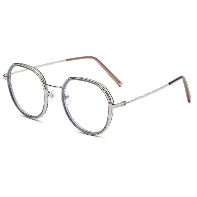 Retro Metal Frame Fashionable Solid Anti-Blue Light Glasses for Unisex Mobile Phone Eye Protection Square Design