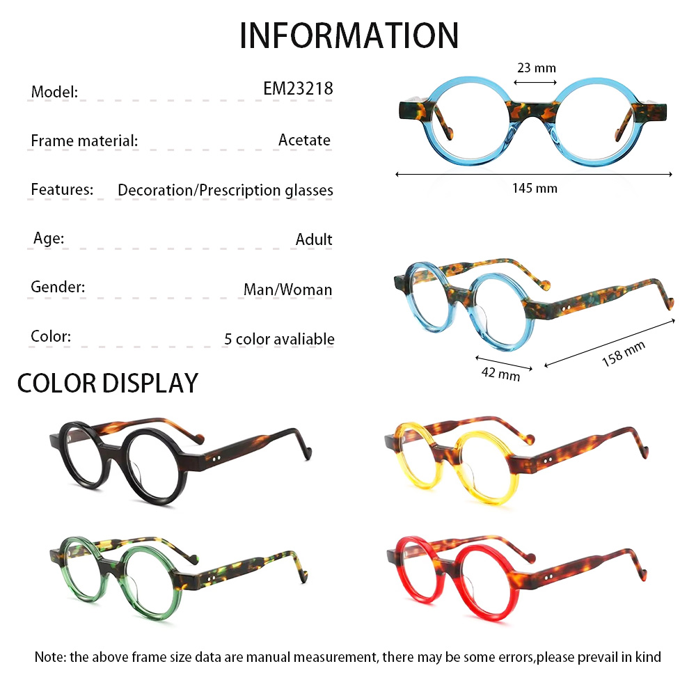 2025 Vintage Fashion Design High Quality Thick Round Eyeglasses Frame Wholesale Acetate Optical Glasses