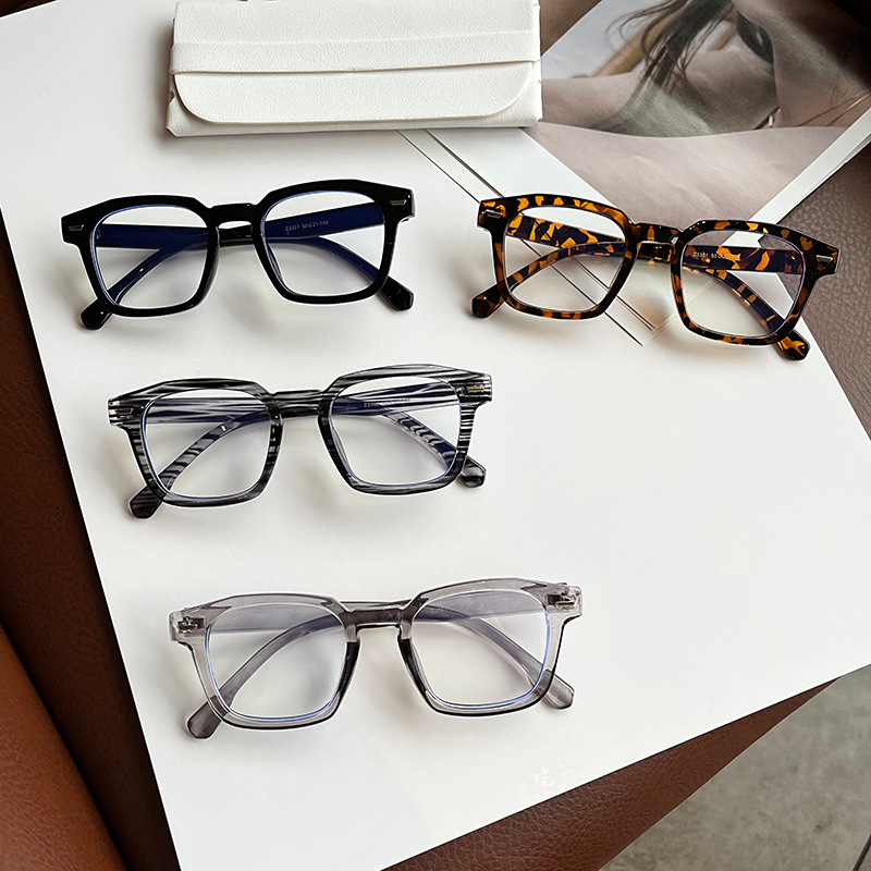 Croesusoptics Lightweight Unisex Men Women Gray Striped Square Frame Blocking Glasses Anti Blue Light Glasses with Flat Mirror