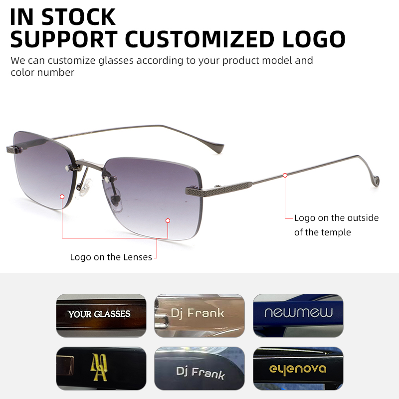 Aochi Square Anti UV400 Sunglasses Black Metal Shades Mens Square Rimless Sun Glasses Frameless Sunglasses for Business Men