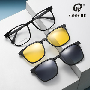 2190 Magnetic Clip-on Glasses Sports Driving Square Frame Night-Vision Myopia Sunglasses, OEM, ODM Customization Service