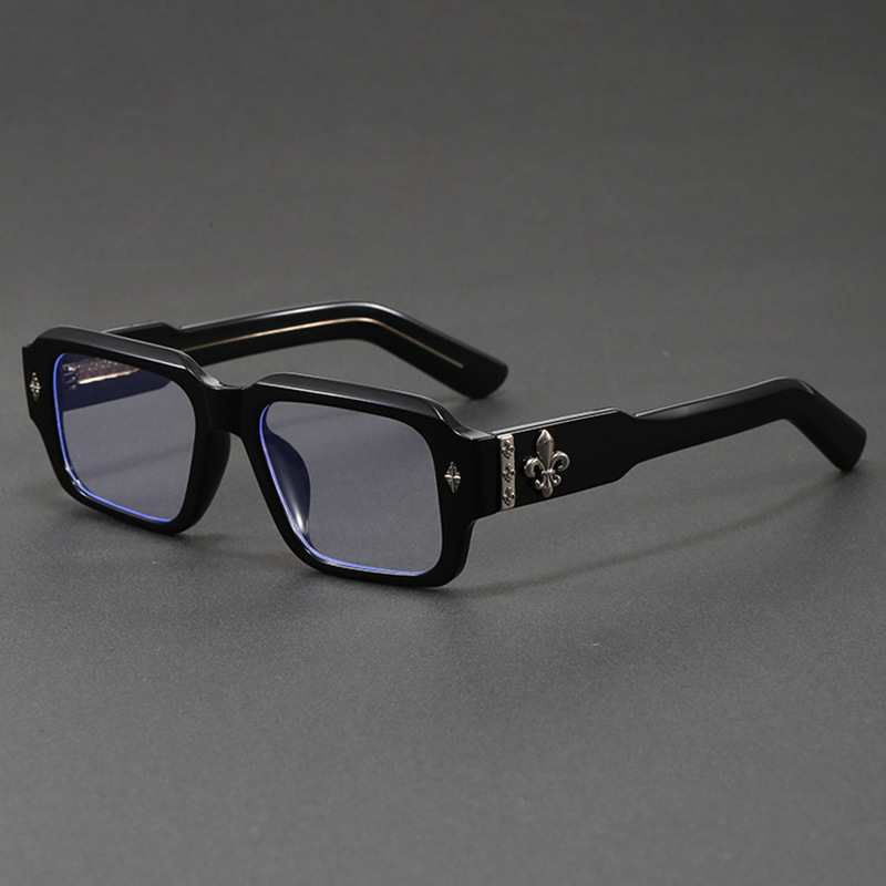2026 European American-style Personalized Square-Frame Retro Full-Rim Anti-Blue Light Glasses Unisex Large Black Frames for Big