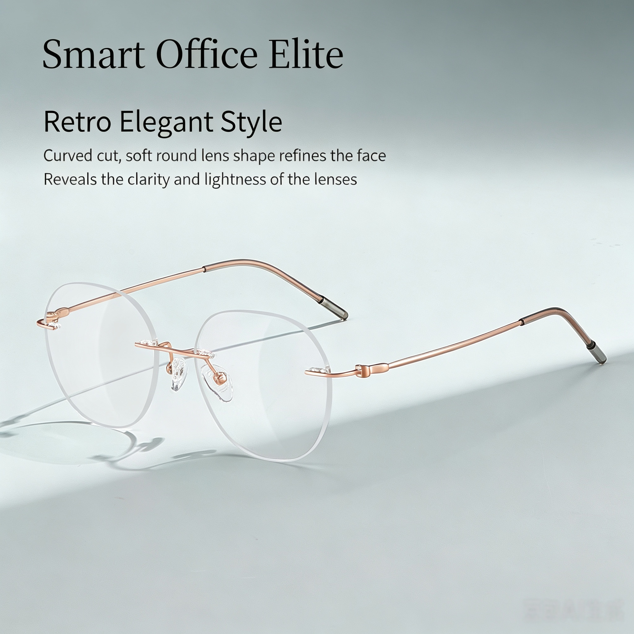 23006Lightweight Durable Shock-absorbing Silicone Nose Pads Mature Elegant Retro Memory Titanium Rimless Eyeglass Frames