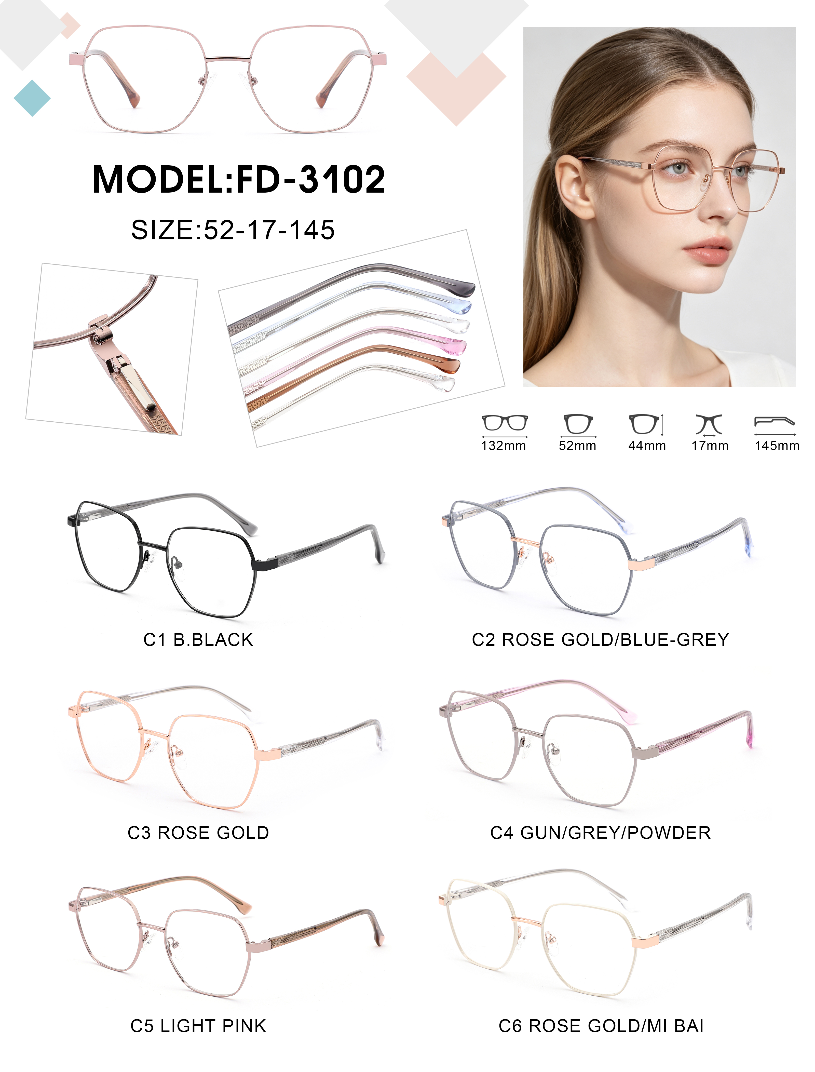 Customization Metal Eyeglasses Frame Optical Eyewear Spectacles Wholesale Manufacturer Lightweight Eye Glasses Supplier OEM/ODM