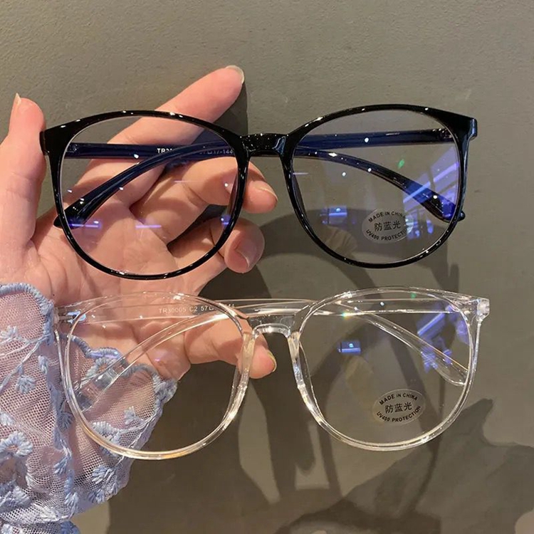 Anti-Blue Light Retro Black Square Transparent Full Frame Eyeglasses Frames Simple Comfortable Flat Fashion Optical Glasses