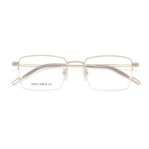 35009 Business Eyeglasses Men Exquisite Gold Vintage Square Half-Rimmed Frame