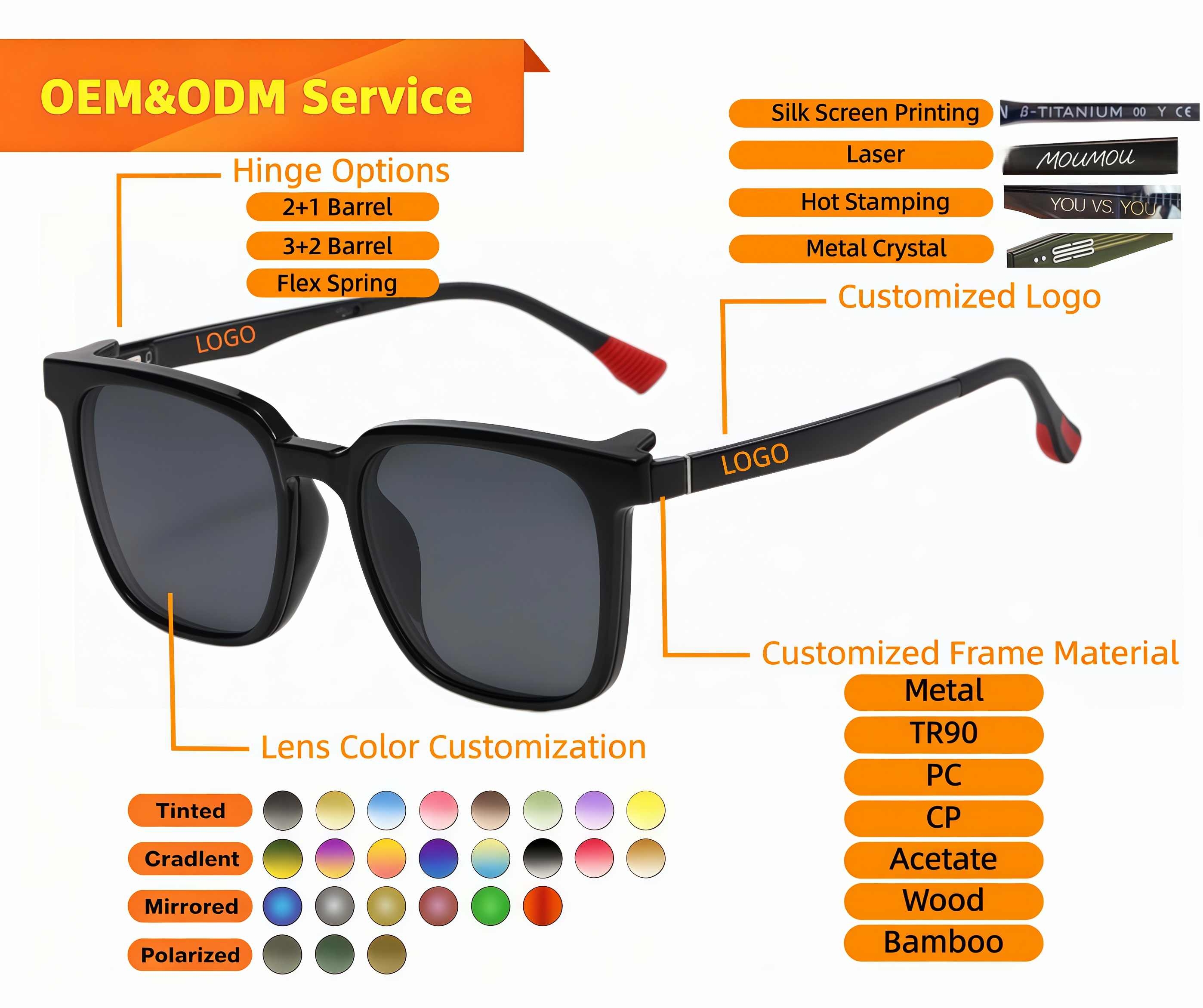 2190 Magnetic Clip-on Glasses Sports Driving Square Frame Night-Vision Myopia Sunglasses, OEM, ODM Customization Service