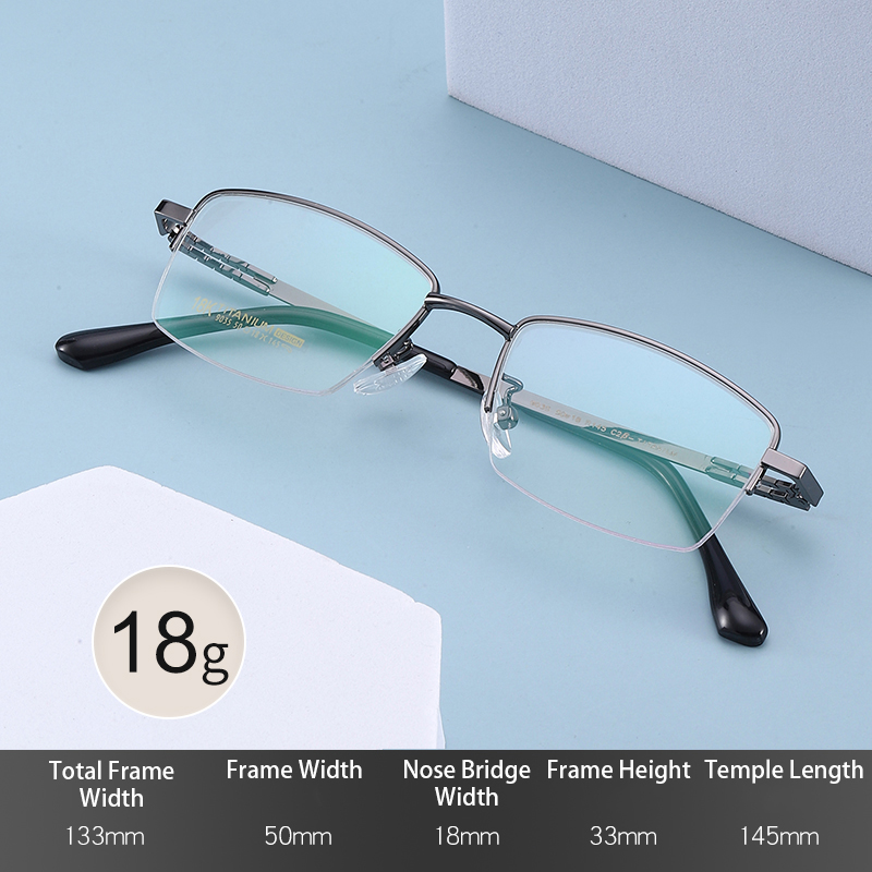 Men's Gold Metal Half-Frame Square Glasses Durable Reading Eyewear For All Face Shapes Daily Wear