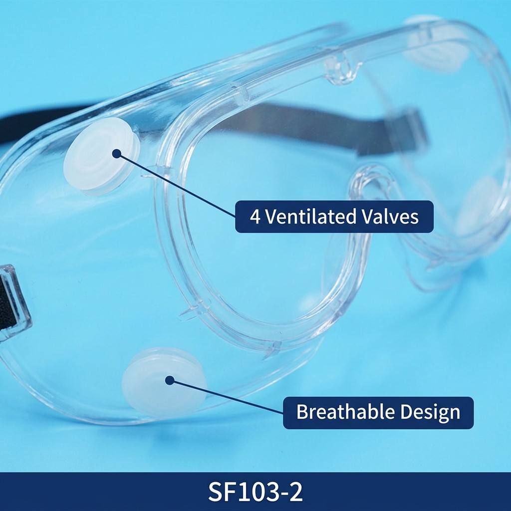 SKYPRO SF103 Professional Anti-fog Safety Glasses-PC Lens Soft PVC Frame Certified Lab Protective Eye Goggles While Stocks Last