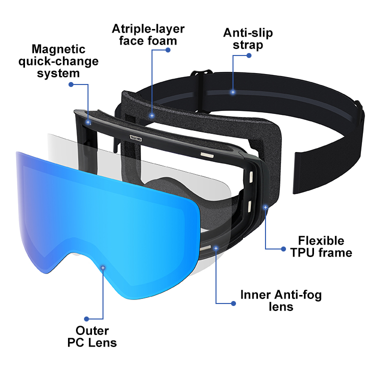Best Quality Skiing Glasses UV400 Protection Anti-Fog Polarized Lens Magnetic Snowboard Eyewear Snow Sports Glasses Ski Goggles