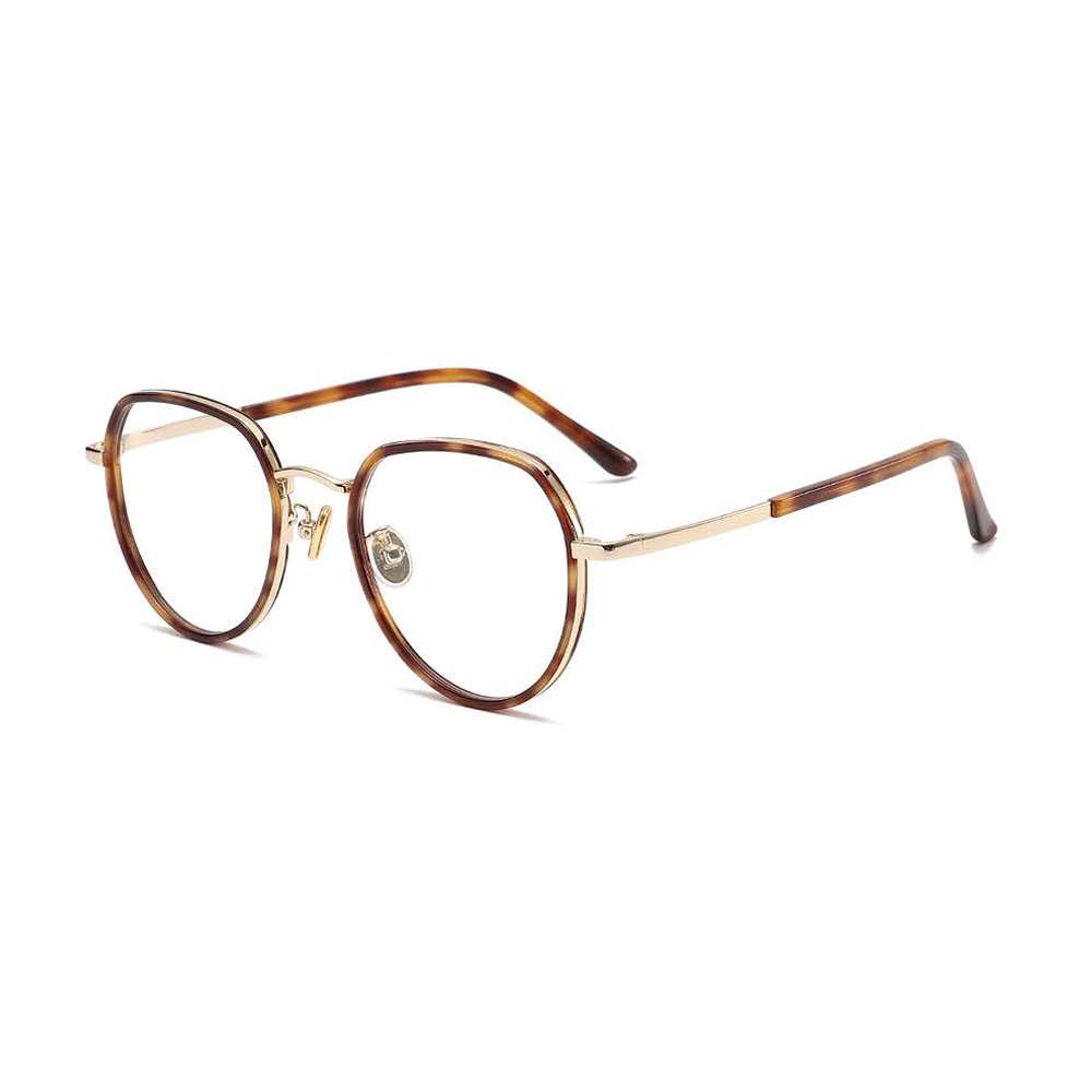 Optical Eyeglass Frames Vintage Octagon Acetate Metal Eyewear Anti Blue Light Prescription Glasses OEM Custom Logo Ready Stock