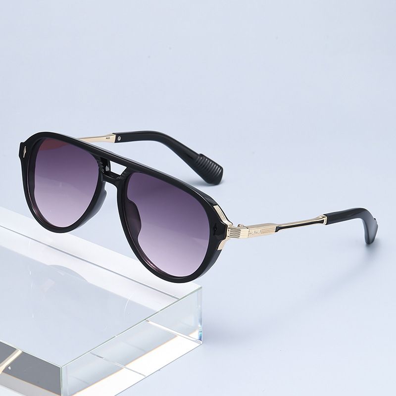 2026 New European American Mens Pilot UV400 Sunglasses Polarized Retro Double-bridge Full Frame % UV Protection Ready Stock