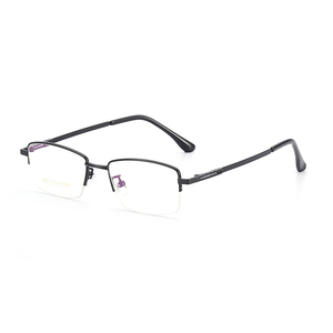 Men's Gold Metal Half-Frame Square Glasses Durable Reading Eyewear