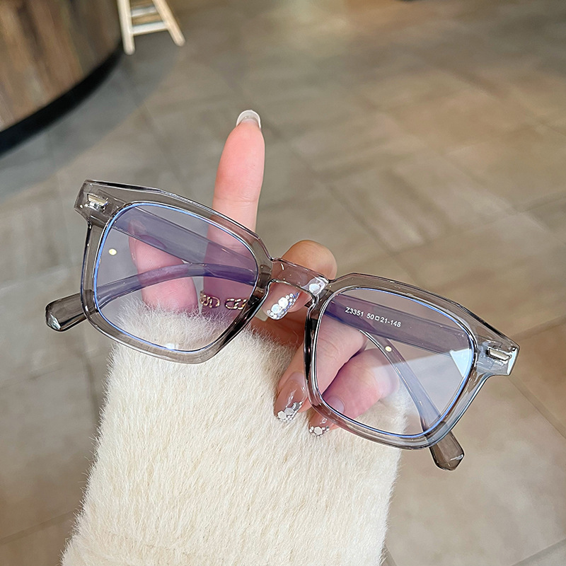 Croesusoptics Lightweight Unisex Men Women Gray Striped Square Frame Blocking Glasses Anti Blue Light Glasses with Flat Mirror