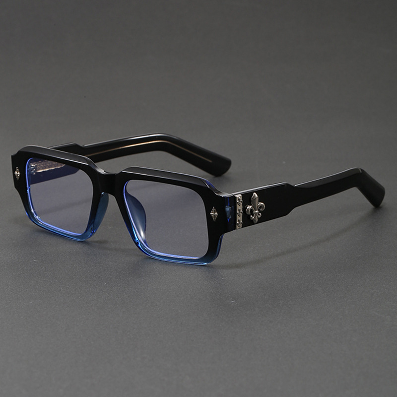 2026 European American-style Personalized Square-Frame Retro Full-Rim Anti-Blue Light Glasses Unisex Large Black Frames for Big