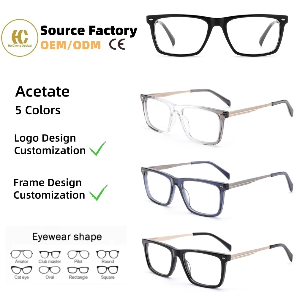 Customization High-end Classic Acetate Optical Glasses Durable Handcrafted Rectangle Eyeglasses Frames For Daily Wear OEM/ODM