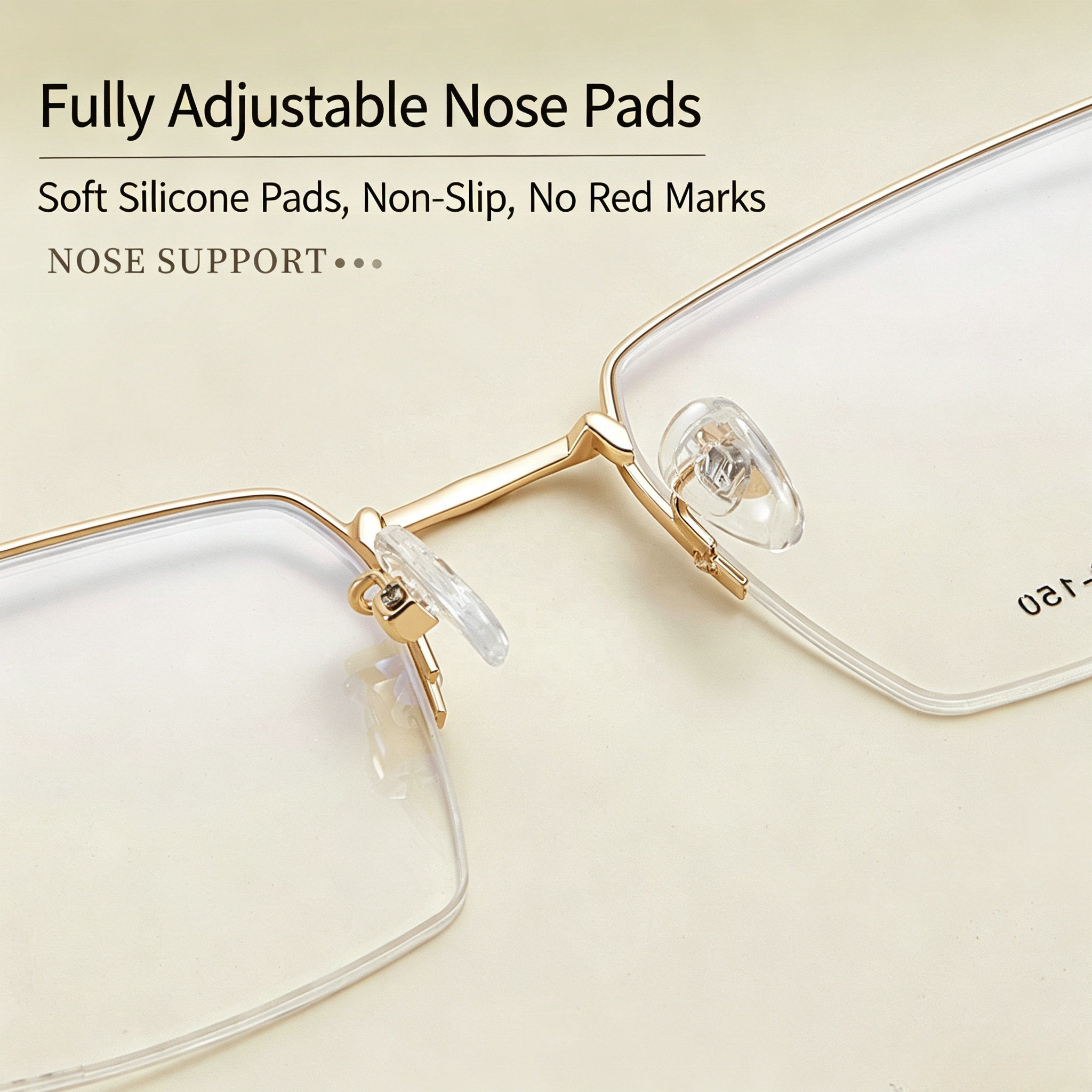 35009 Durable Lightweight Business Glasses For Men Exquisite Gold Vintage Square Half-Rimmed Alloy Eyeglasses Frames