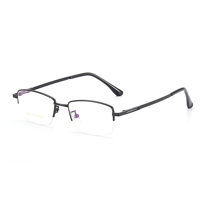 Men's Gold Metal Half-Frame Square Glasses Durable Reading Eyewear For All Face Shapes Daily Wear