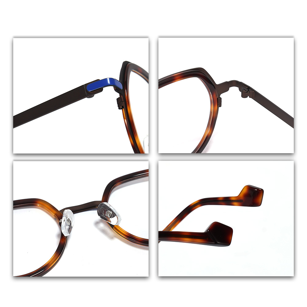 European High Grade Vintage Optical Frame Solid Bright Color Acetate New Classic Design with Metal Temple Eyeglasses Frame
