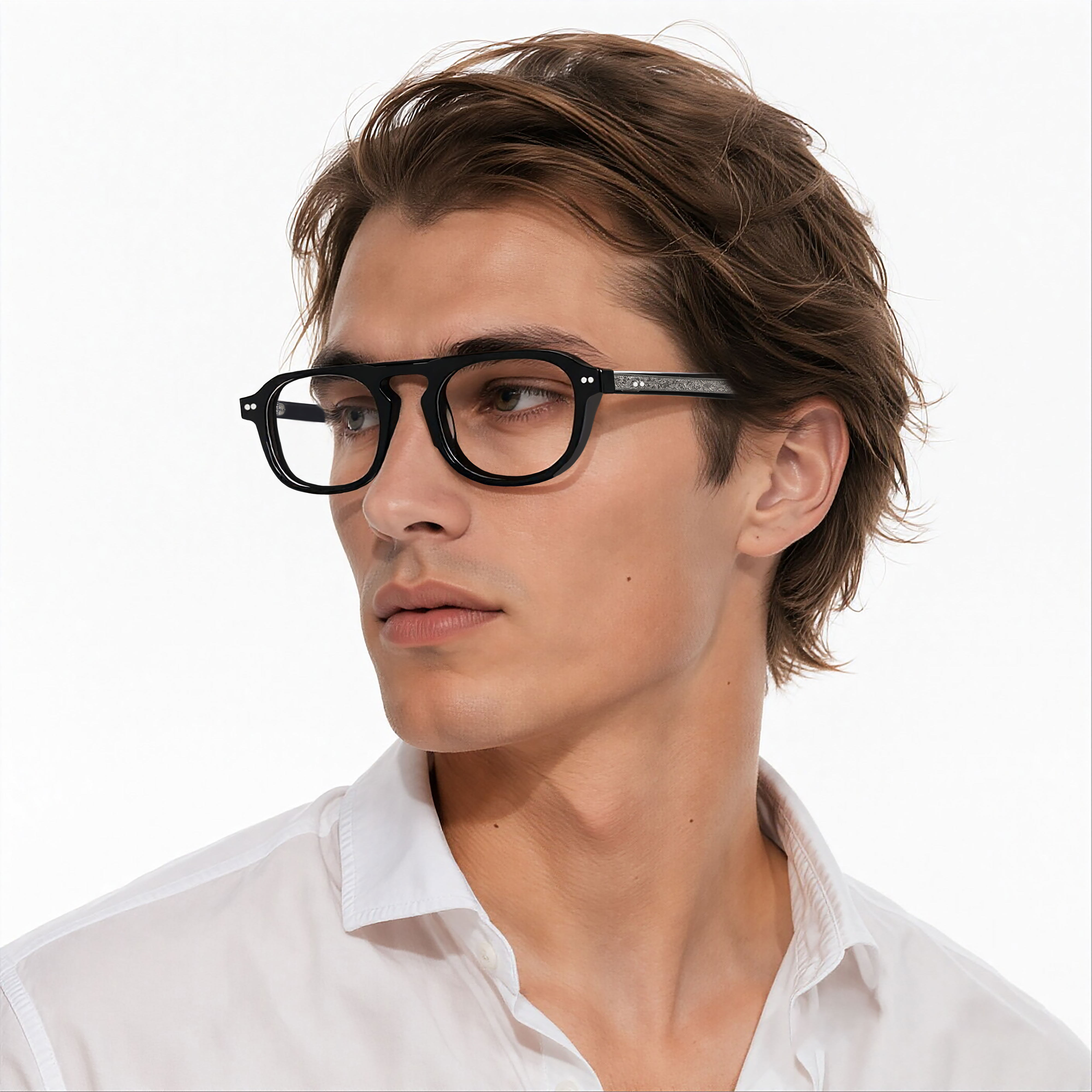 Vintage Eyeglasses High Quality Single Bridge Retro Thick Acetate Optical Glasses Black Acetate Spectacle Frames Unisex