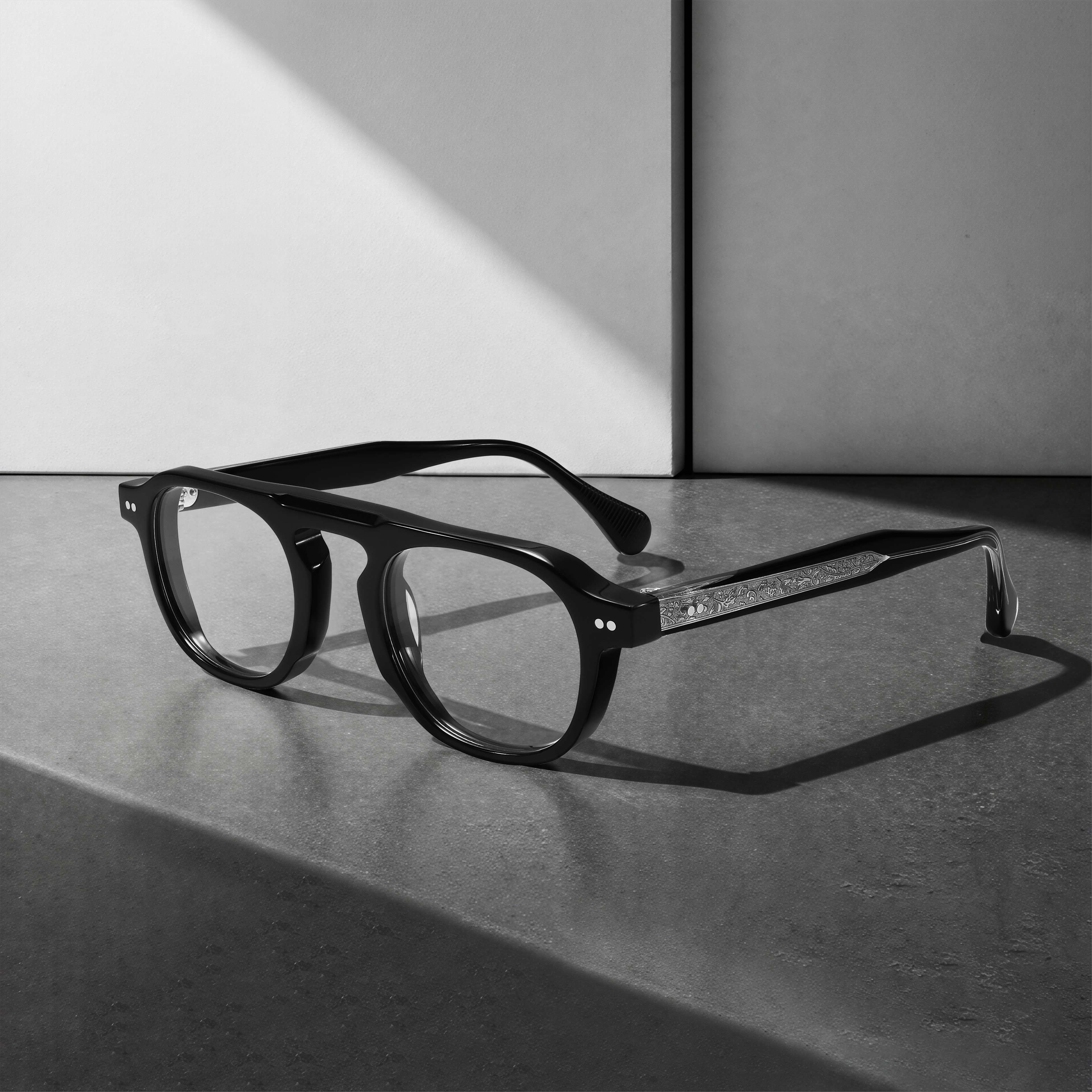 Vintage Eyeglasses High Quality Single Bridge Retro Thick Acetate Optical Glasses Black Acetate Spectacle Frames Unisex