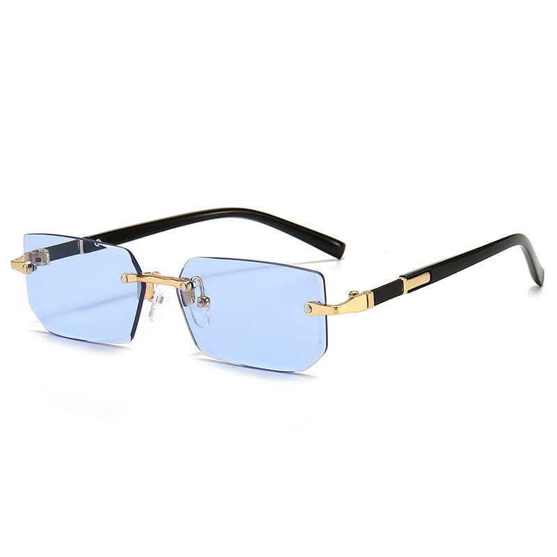 Best Sales Item Cheap Low Price Fashion Multi Color Rimless Rectangle Sunglasses UV400 Small Square Gradient Sunglasses