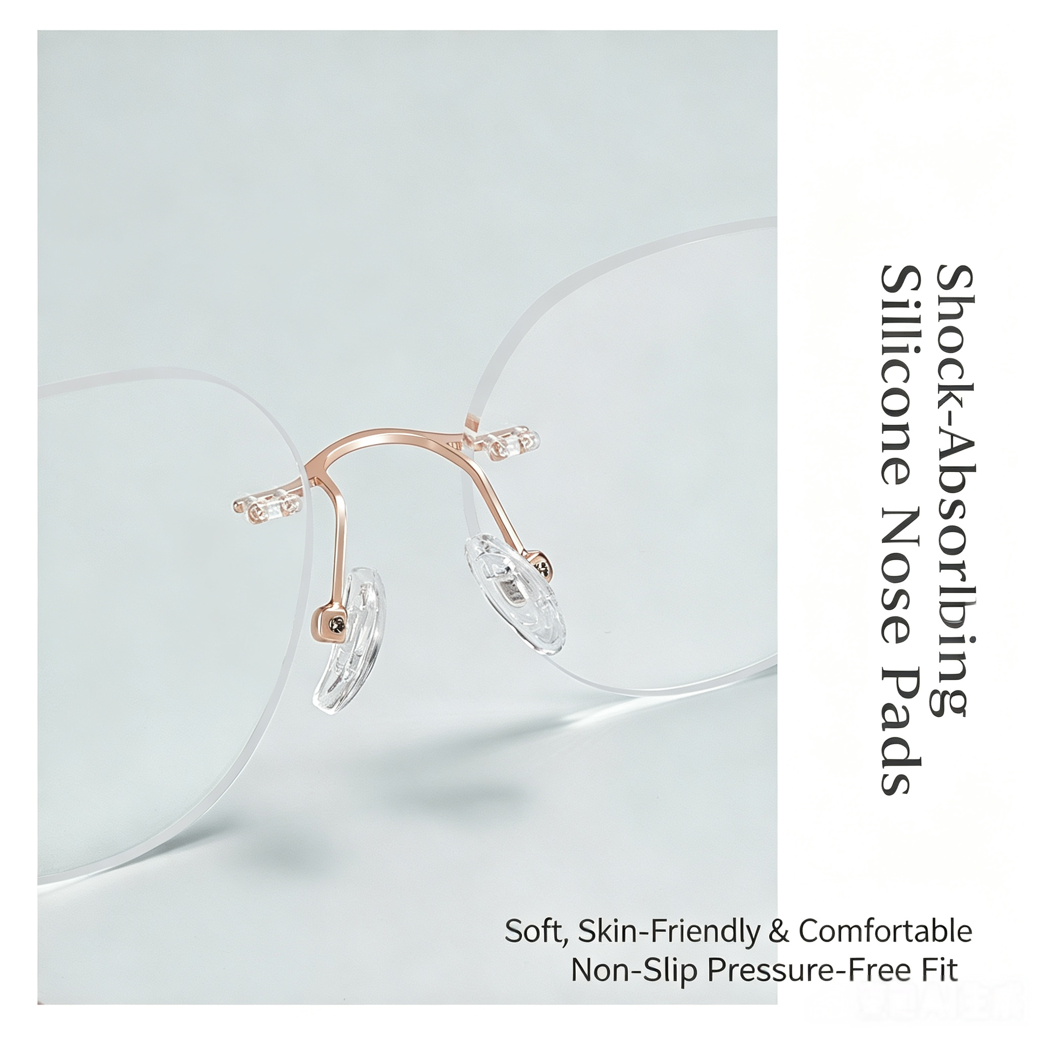 23006Lightweight Durable Shock-absorbing Silicone Nose Pads Mature Elegant Retro Memory Titanium Rimless Eyeglass Frames