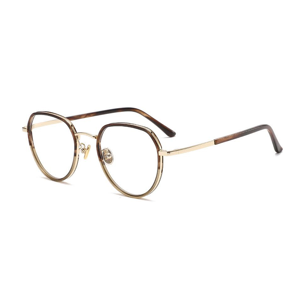 Optical Eyeglass Frames Vintage Octagon Acetate Metal Eyewear Anti Blue Light Prescription Glasses OEM Custom Logo Ready Stock