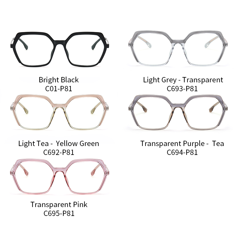 Fashion Big Frame Hexagon TR90 Glasses TJ871 Lightweight Frame Anti Blue Light Blocking Eyewear Wholesale Women Eyeglasses