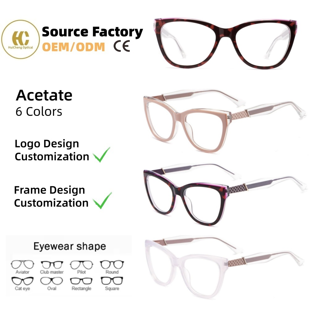 Customization High Quality Acetate Glasses Frames Vintage Transparent Optical Frames Slingshot Spring Hinge Eyewear OEM/ODM