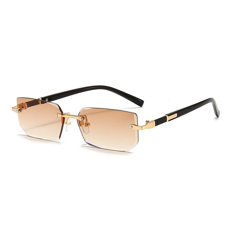 Best Sales Item Cheap Low Price Fashion Multi Color Rimless Rectangle Sunglasses UV400 Small Square Gradient Sunglasses