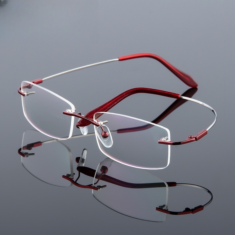 Wholesale New Product Squared Alloy Frameless Metal Titanium Memory Frame Reading Glasses