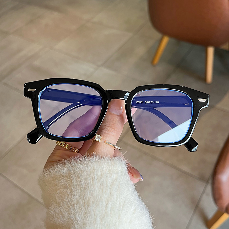 Croesusoptics Lightweight Unisex Men Women Gray Striped Square Frame Blocking Glasses Anti Blue Light Glasses with Flat Mirror