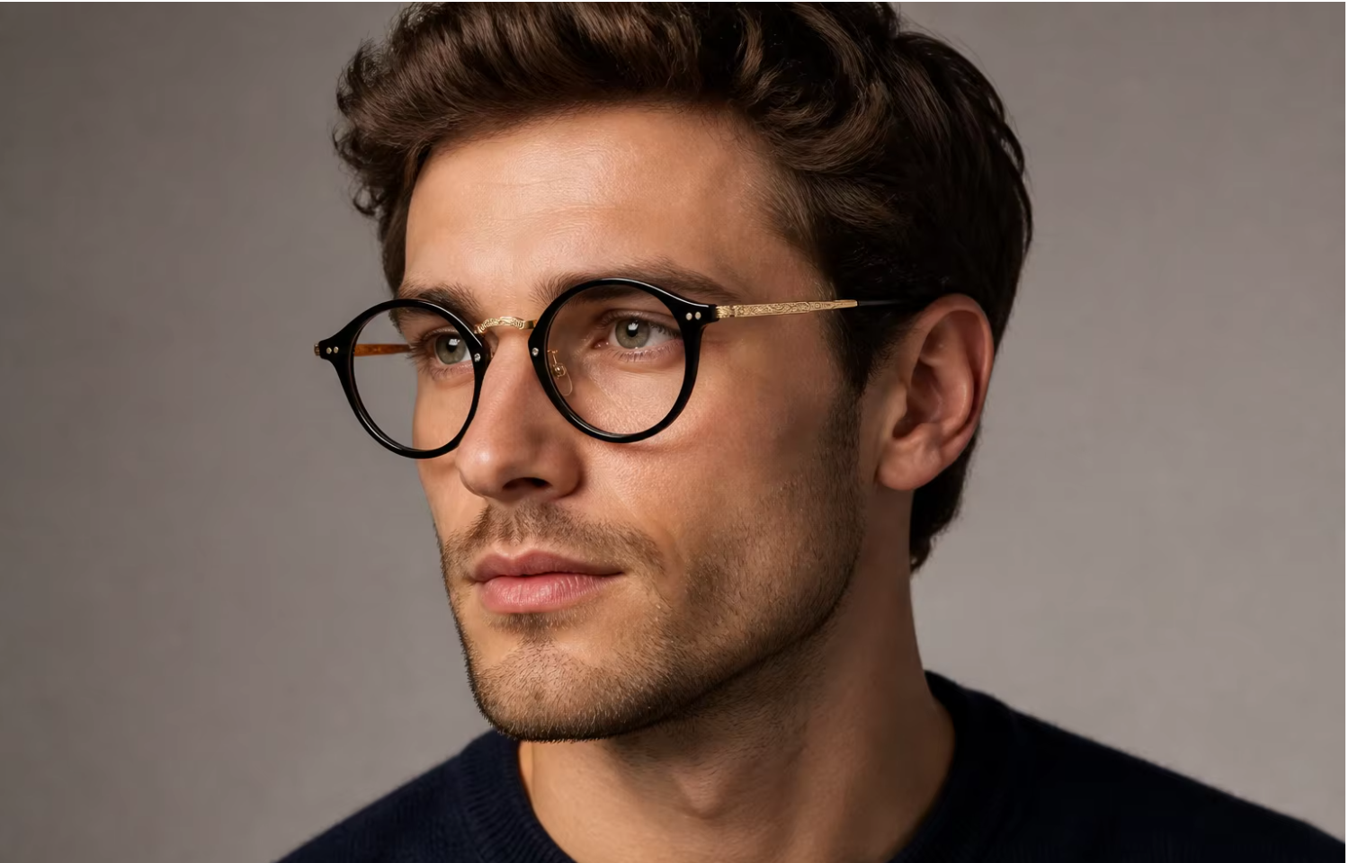 Acetate Round Optical Eyeglass Frames with Metal for Men Women, Custom Logo Eyewear Wholesale Bulk Order