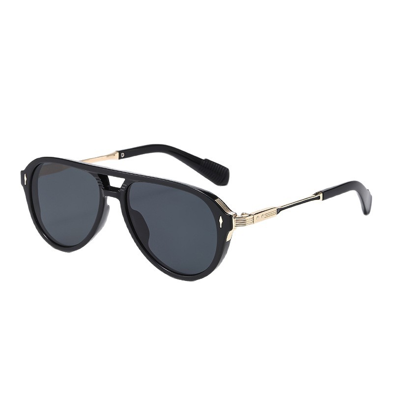 2026 New European American Mens Pilot UV400 Sunglasses Polarized Retro Double-bridge Full Frame % UV Protection Ready Stock
