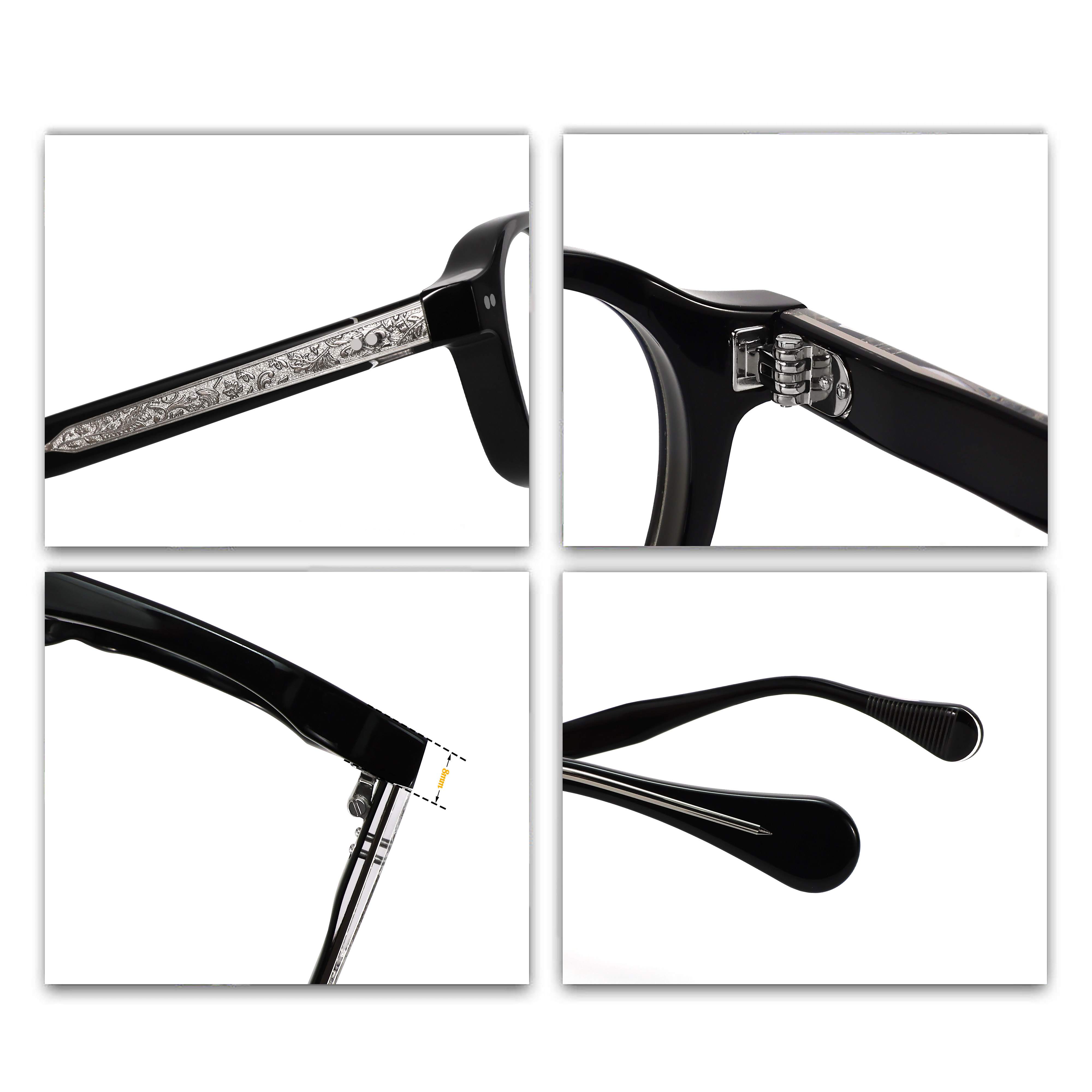 Vintage Eyeglasses High Quality Single Bridge Retro Thick Acetate Optical Glasses Black Acetate Spectacle Frames Unisex