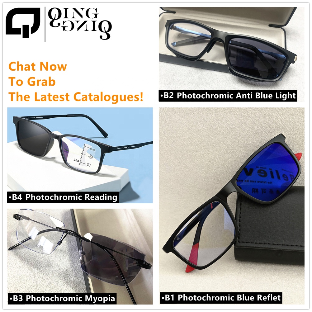 Bulk Ready Stock Frameless Original Photochromic Computer Glasses Blue Light Blocking UV Protection Lunette Photochromique Homme