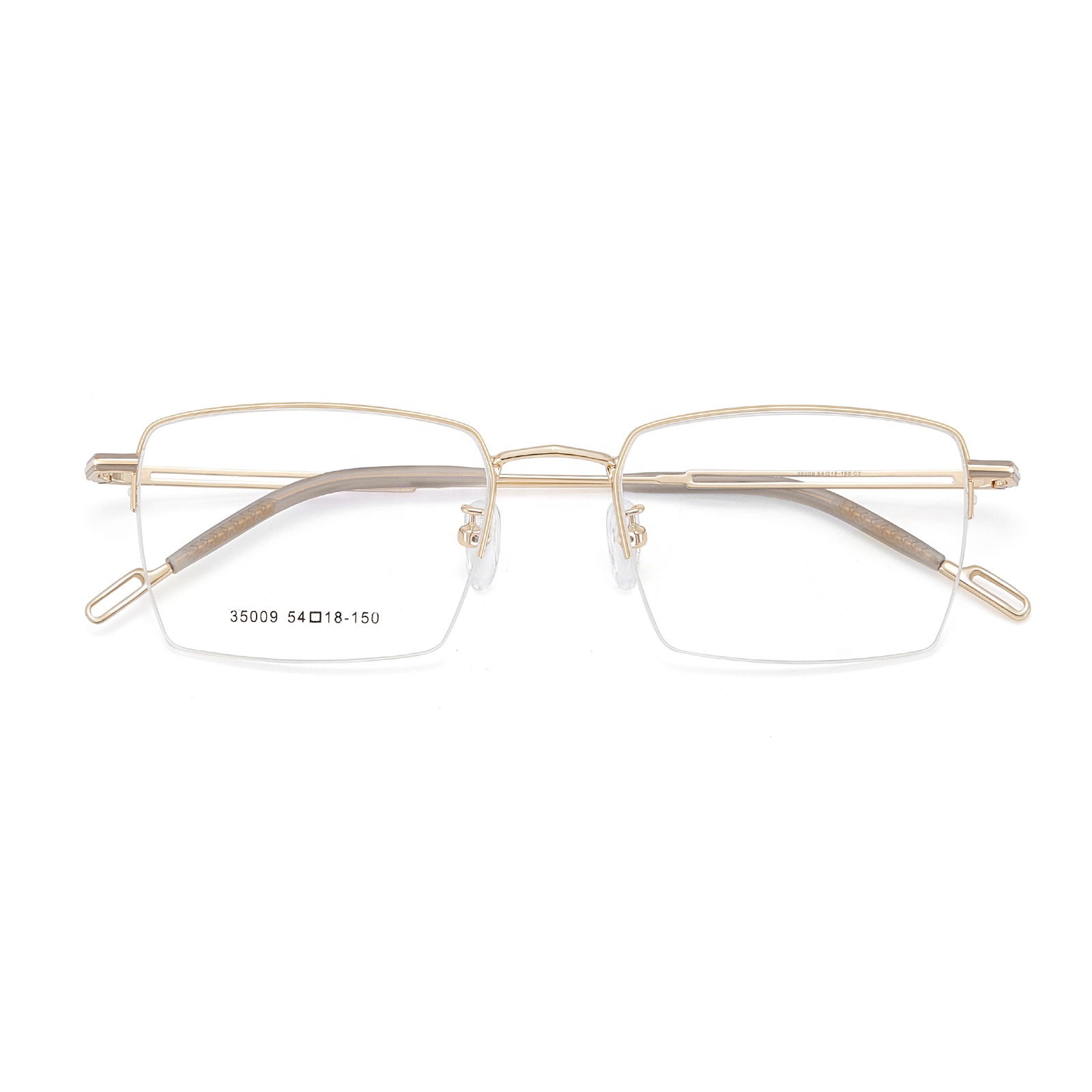 35009 Durable Lightweight Business Glasses For Men Exquisite Gold Vintage Square Half-Rimmed Alloy Eyeglasses Frames