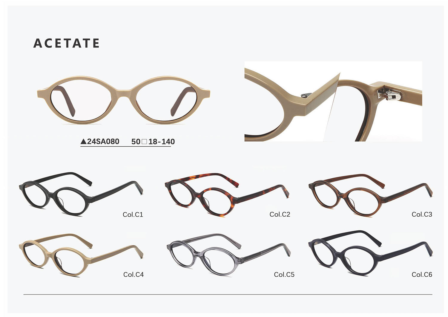 Custom Unisex Prescription Eyewear Frames High Quality Trendy Internet Celebrity Small Oval Optical Glasses 24SA080