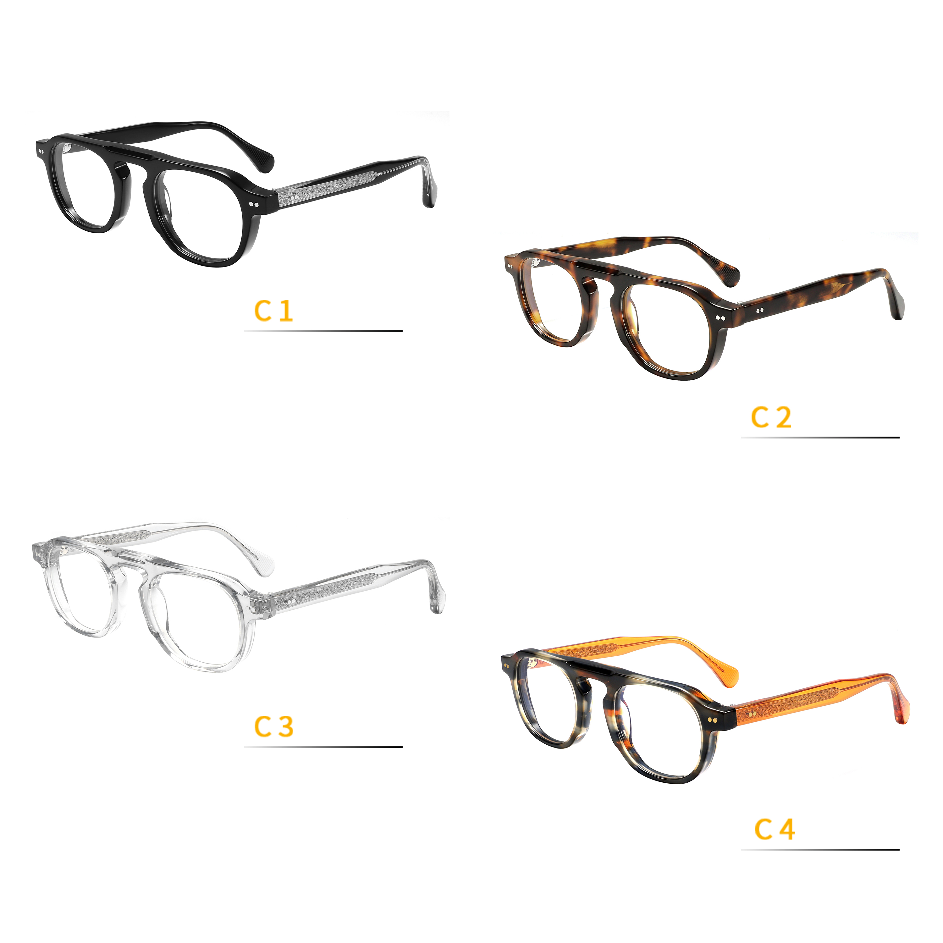 Vintage Eyeglasses High Quality Single Bridge Retro Thick Acetate Optical Glasses Black Acetate Spectacle Frames Unisex