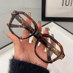 Glasses frame Male Tide Personality Literature retro Flat Mirror Female Eye Protection Without Degrees Eye Tide Black frame