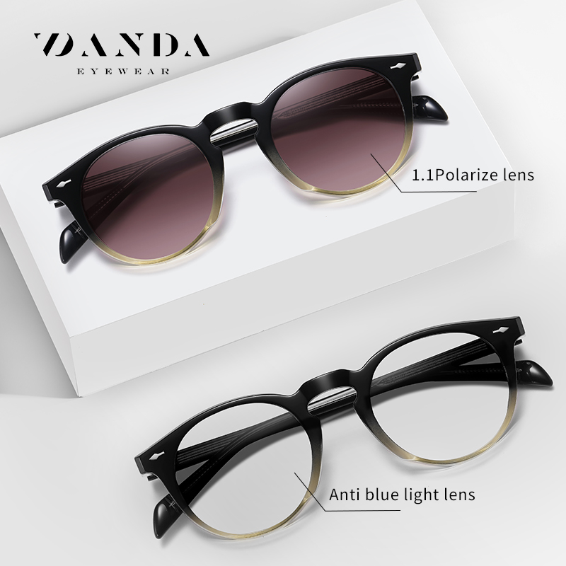 Unisex Retro Vintage Green Acetate Glasses Frame Classic Retro Round Trendy Cross-Border Design Wholesale Option Available